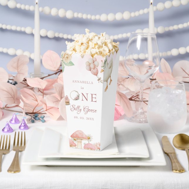 Silly Goose Flower Garden Mushroom 1st Birthday Favor Box (Wedding)