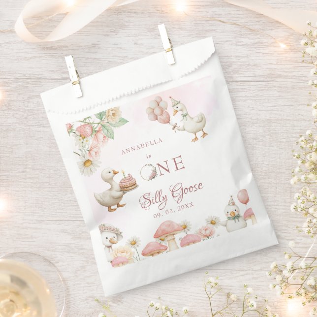 Silly Goose Flower Garden Mushroom 1st Birthday Favour Bag (Clipped)