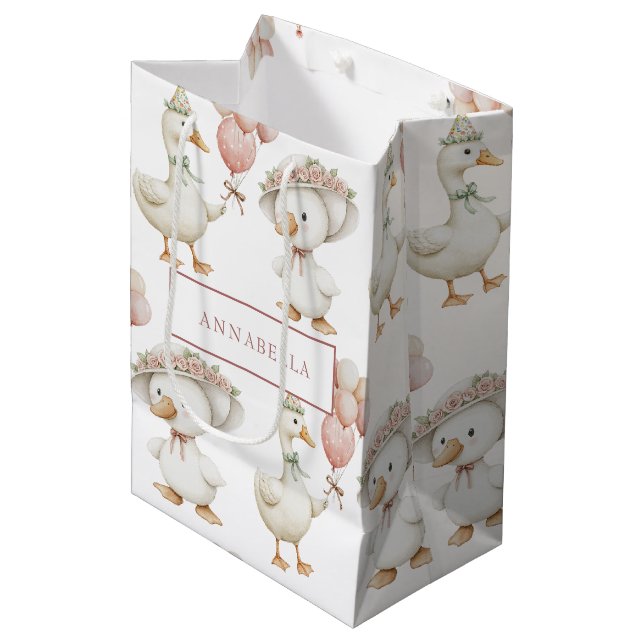Silly Goose Flower Garden Mushroom 1st Birthday Medium Gift Bag (Front Angled)