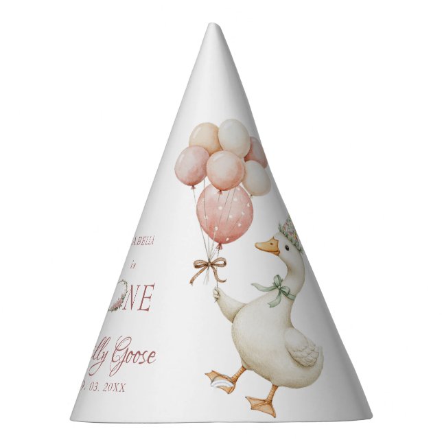 Silly Goose Flower Garden Mushroom 1st Birthday Party Hat (Right)