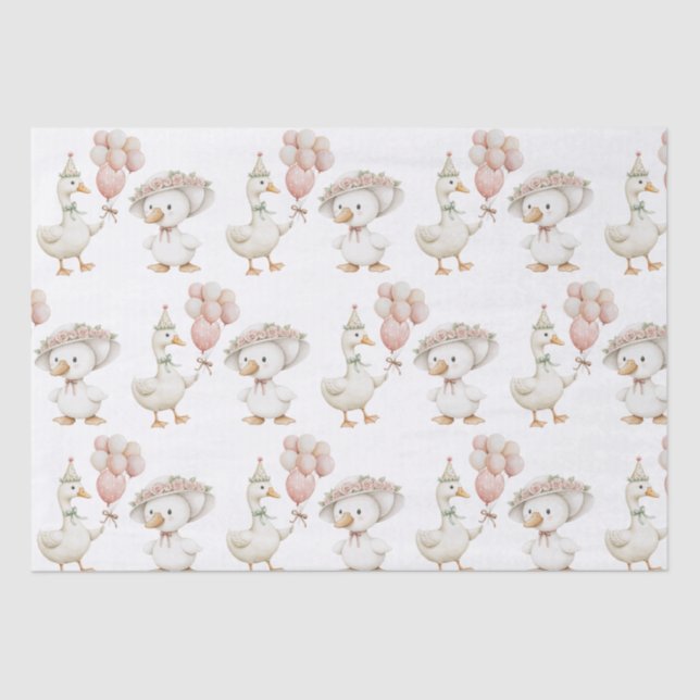 Silly Goose Flower Garden Mushroom 1st Birthday Tissue Paper (Front)
