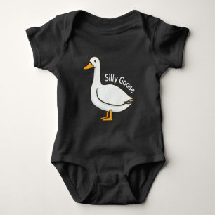 Silly Goose Funny Cartoon Goose Baby Bodysuit