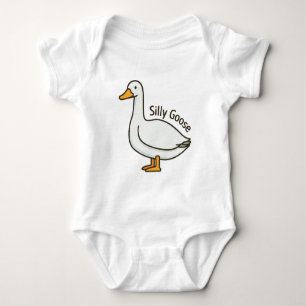 Silly Goose Funny Cartoon Goose Baby Bodysuit