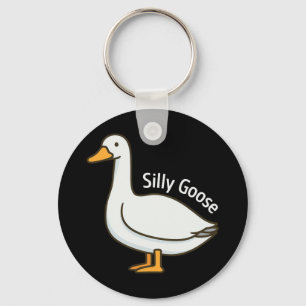 Silly Goose Funny Cartoon Goose Keychain