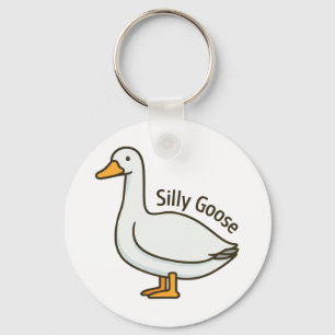 Silly Goose Funny Cartoon Goose Keychain