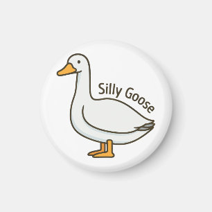 Silly Goose Funny Cartoon Goose Magnet