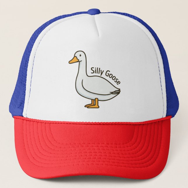 Silly Goose Funny Cartoon Goose Trucker Hat (Front)