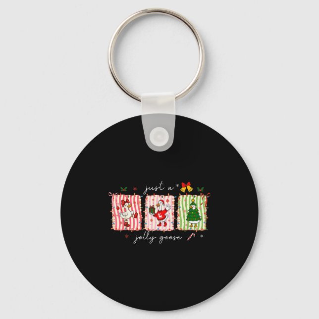 Silly Goose Funny Christmas  Keychain (Front)