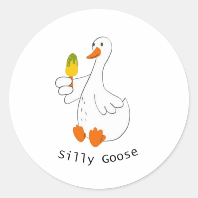 Silly goose, Funny Goose, Goose Lover Classic Round Sticker (Front)