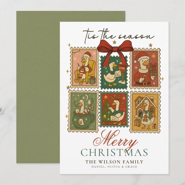 Silly Goose Funny Vintage Merry Christmas Holiday Card (Front/Back)