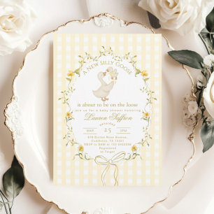 Silly Goose Gender neutral Yellow Baby Shower Invitation