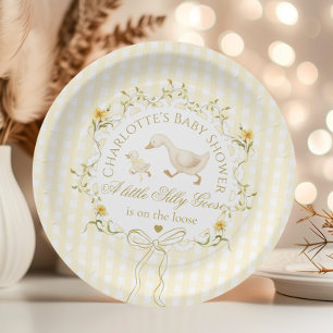 Silly Goose Gender neutral Yellow Baby Shower Paper Plate