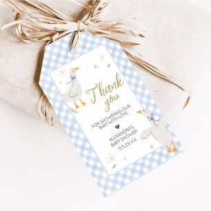 Silly Goose Gingham Baby Shower Favour Tags