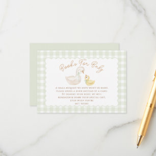 Silly Goose Gingham Duck baby shower Enclosure Card