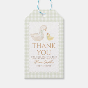 Silly Goose Gingham Duck Thank You baby shower Gift Tags