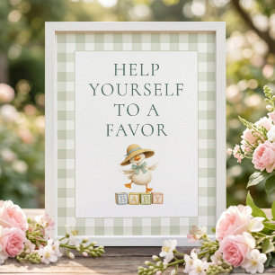 Silly Goose Gingham Favour Baby Shower Sign