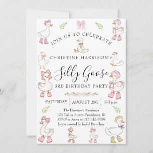 Silly Goose Girl 3rd Birthday Invitation