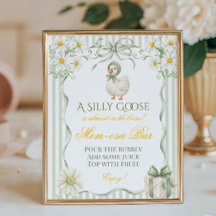 Silly Goose Green Neutral Baby Shower Mimosa Bar Poster