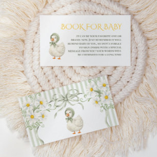 Silly Goose Green Neutral Book For Baby Shower Enclosure Card