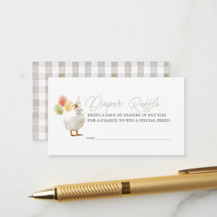 Silly Goose Greige Gingham Diaper Raffle Ticket Enclosure Card