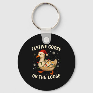 Silly Goose Holiday Christmas Festive Goose On The Keychain