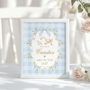 Silly Goose How many candies Blue Gingham Poster