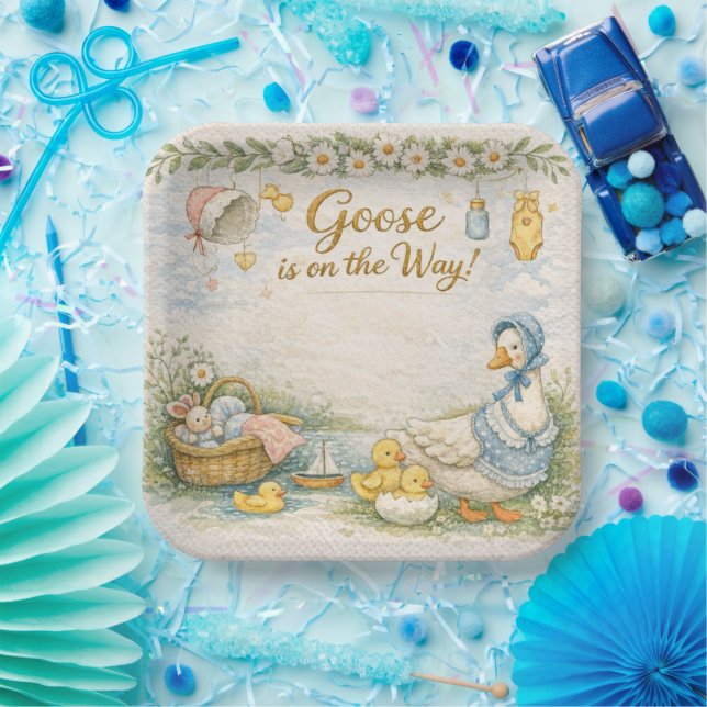 silly goose is on the way paper plate (Party)