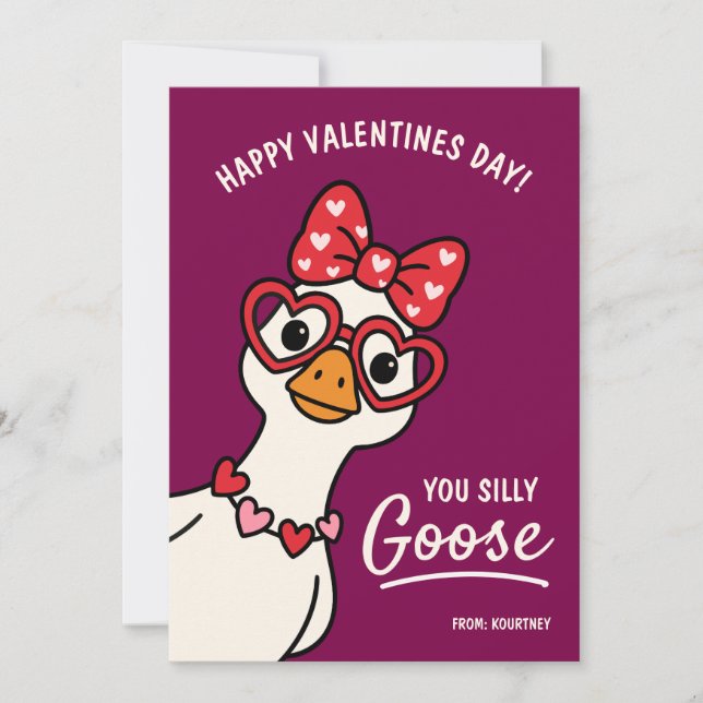 Silly Goose Kids Classroom Valentines Day Card (Front)