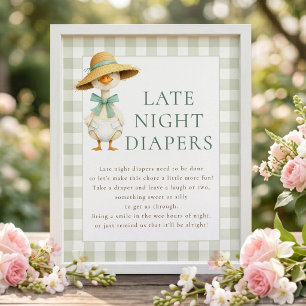 Silly Goose Late Night Diapers Baby Shower Sign