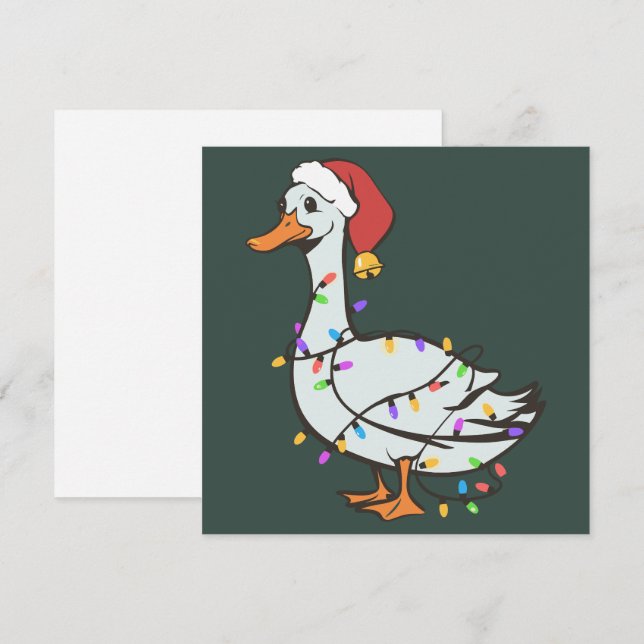 Silly Goose Light Christmas Funny Duck Xmas Lights Holiday Card (Front/Back)