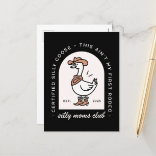 Silly goose mom mama cowgirl cowboy retro holiday postcard