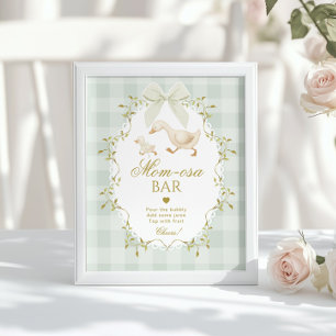 Silly Goose Momosa bar Green Gingham Poster