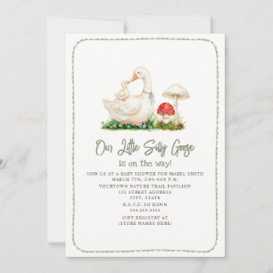 Silly Goose Mushroom Mama Sage Green  Baby Shower Invitation