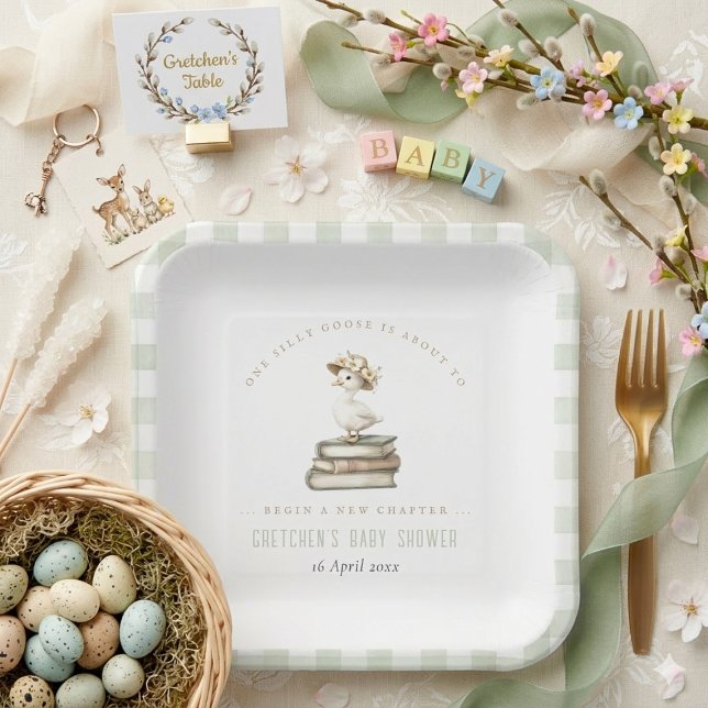 Silly Goose New Chapter Spring Baby Shower  Paper Plate (Silly Goose New Chapter Spring Baby Shower Paper Plates)