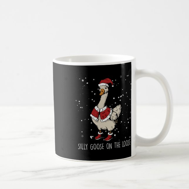 Silly Goose On The Loose Christmas Santa Goose  Coffee Mug (Right)