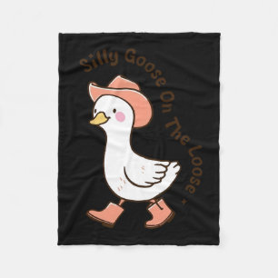 Silly Goose On The Loose Funny Cowboy Farmer Farmi Fleece Blanket