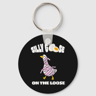 Silly Goose On The Loose Funny Mummy Goose Graphic Keychain