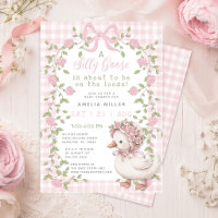 Silly Goose On the Loose Pink Gingham Baby Shower