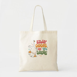 Silly Goose On The Loose Retro Groovy Silly Goose Tote Bag