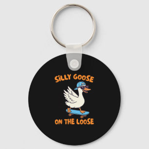 Silly Goose On The Loose Skateboarding Lover Silly Keychain