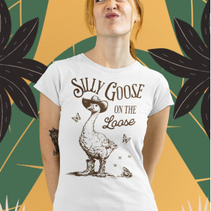 Silly Goose On The Loose - Vintage-Style Design T-Shirt