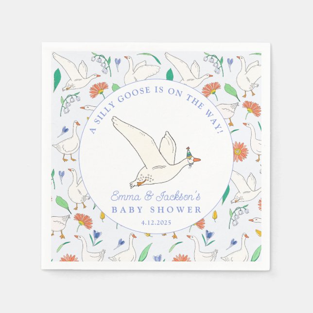 Silly Goose Party Baby Shower Napkin (Front)