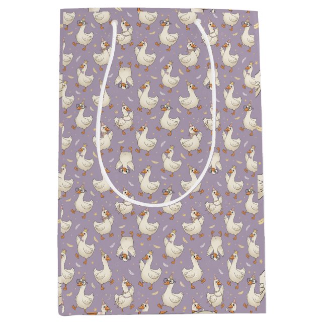 Silly Goose Party Parade Funny Birthday Medium Gift Bag (Front)