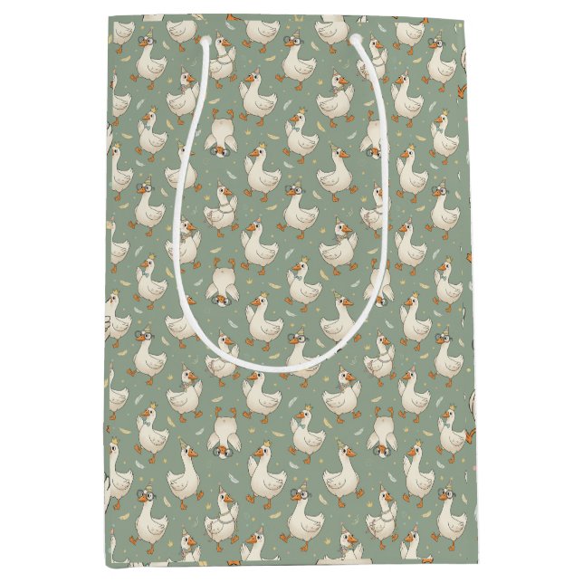 Silly Goose Party Parade Funny Birthday Medium Gift Bag (Front)