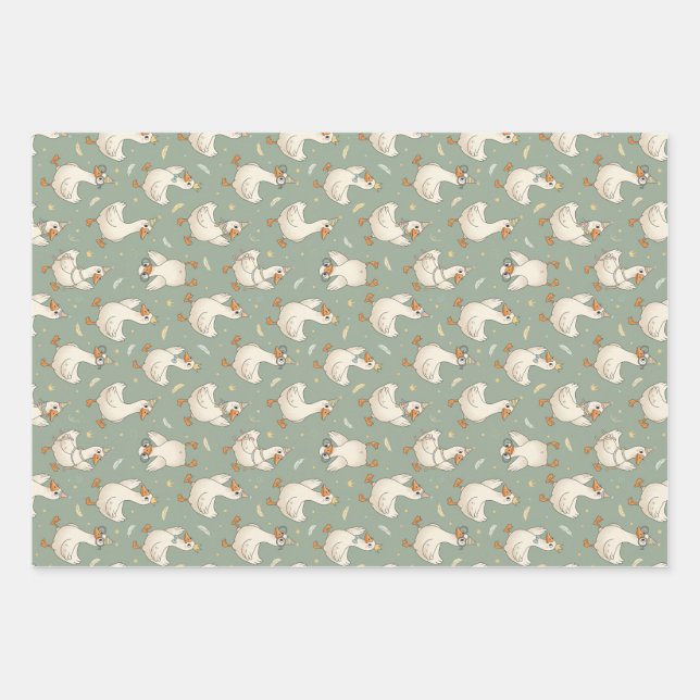Silly Goose Party Parade Funny Birthday Wrapping Paper Sheet (Front)