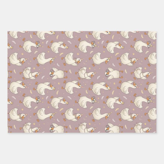 Silly Goose Party – Quirky Birthday Design Wrapping Paper Sheet (Front)