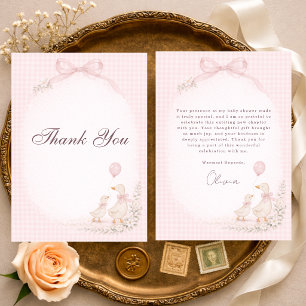 Silly Goose Pink Baby Shower Thank You Card