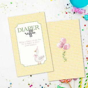 Silly Goose Pink Balloons Gingham Diaper Raffle  Enclosure Card