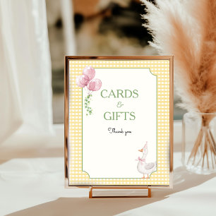 Silly Goose Pink Balloons Gingham Tabletop Sign
