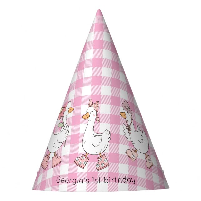 Silly Goose Pink Birthday Party Hat (Front)